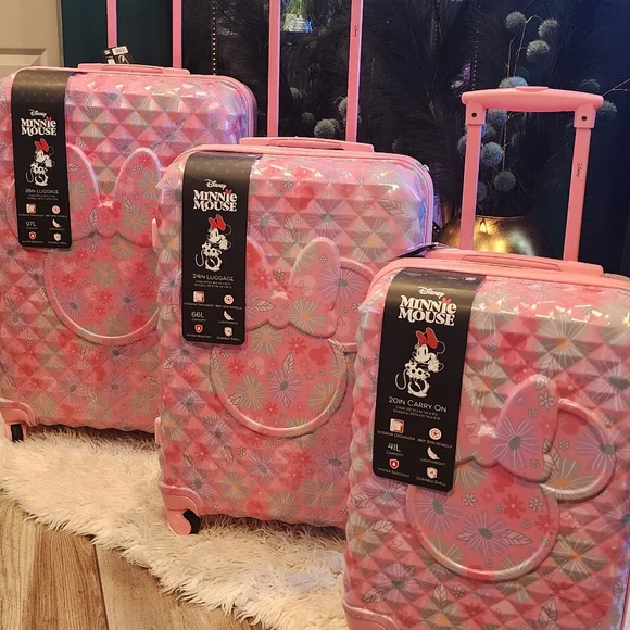 Disney Minney Mouse Hard Suitcases Set of 3!28"&24"&20"Brand New - Picture 2 of 9